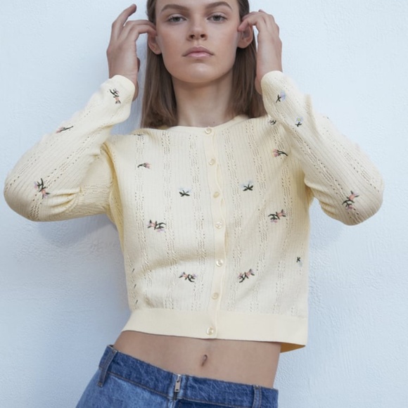 ZARA EMBROIDERED KNIT CARDIGAN TRF - Picture 4 of 8